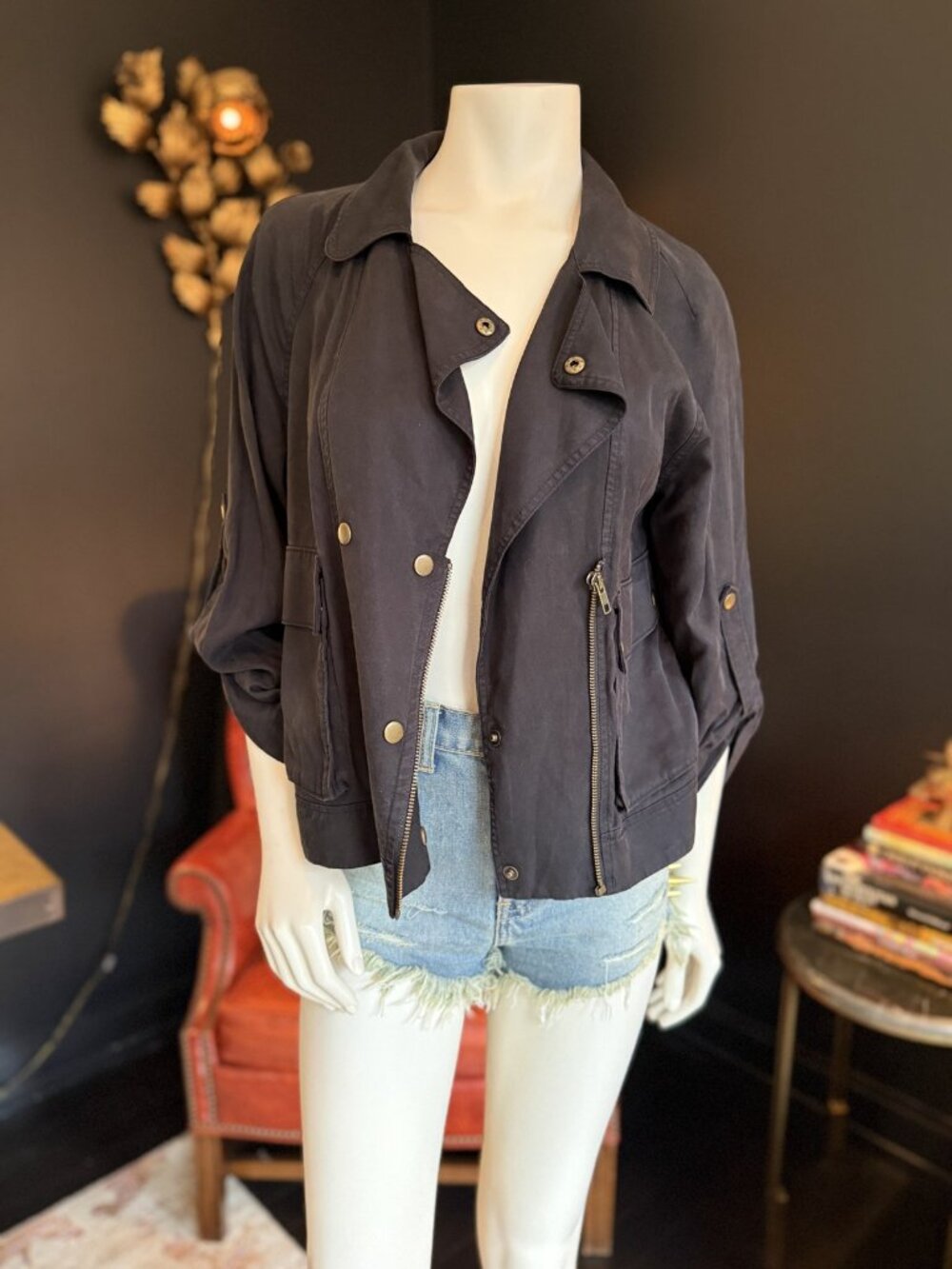 LOFT Ann Taylor Brown Utility Shirt Jacket M